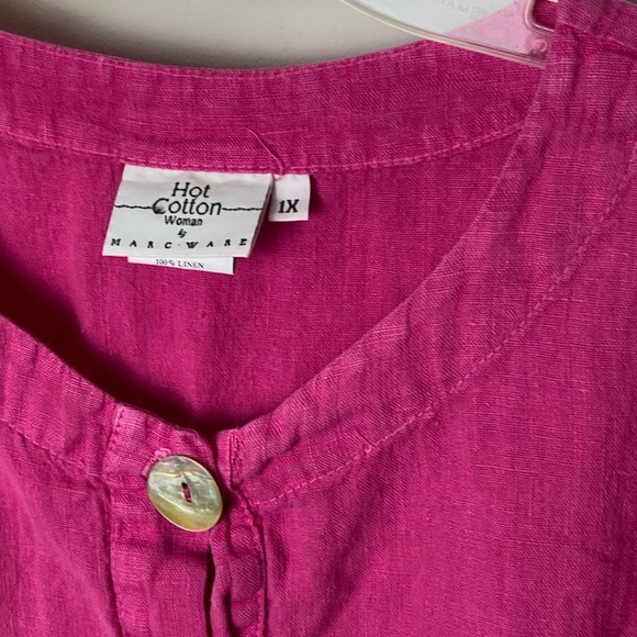 Women's Pink Button-Front Top XL - Picture 2 of 8